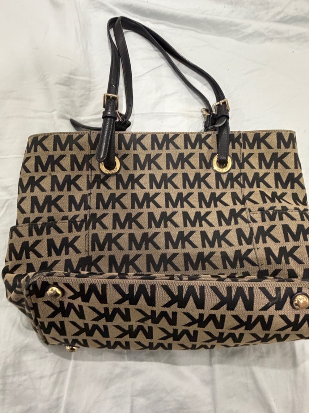 MICHAEL Michael Kors Brown and Black Logo Tote with Gold Hardware - Picture 4 of 8